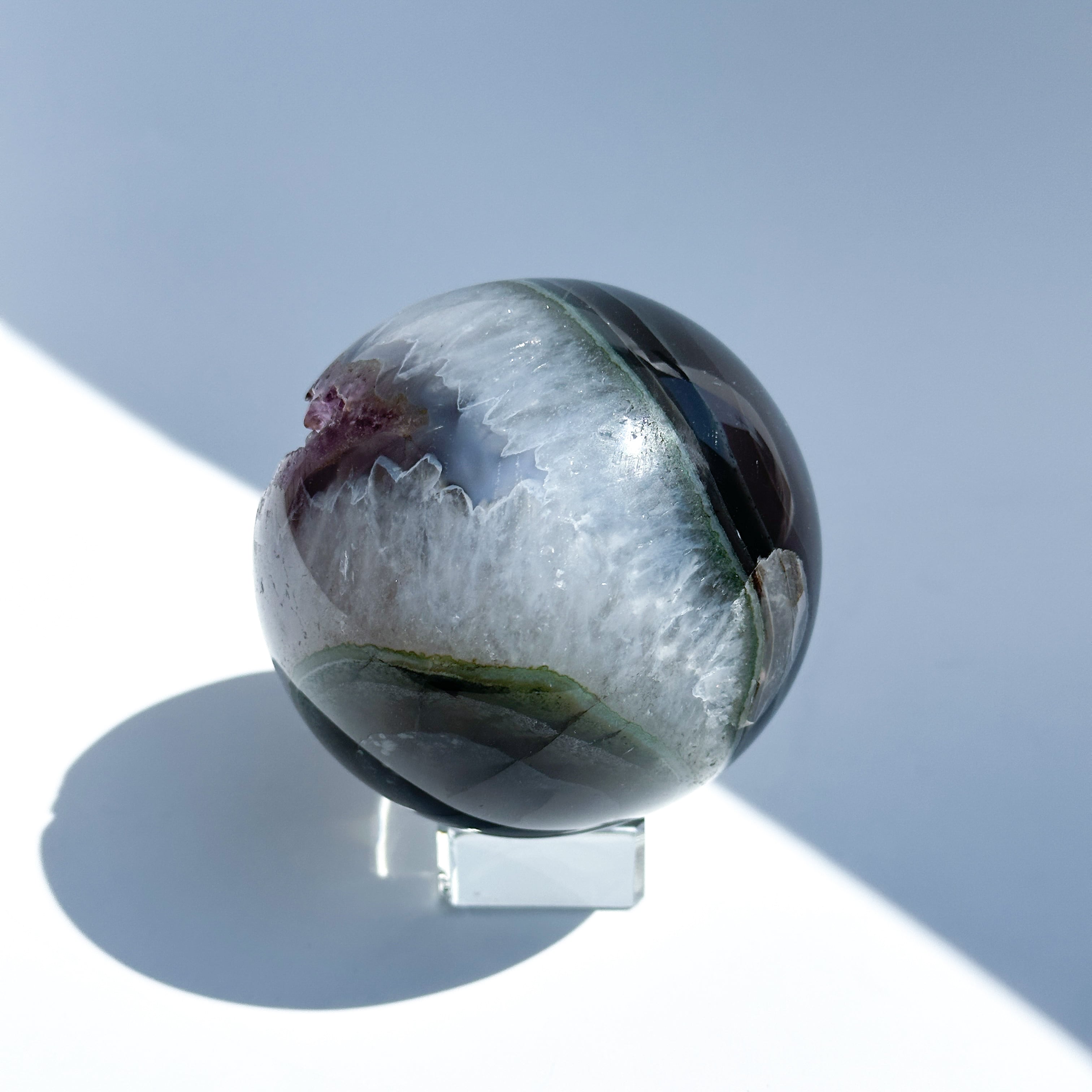 ウルグアイ産アゲート×アメジスト スフィア（丸玉）52◇Agate×Amethyst