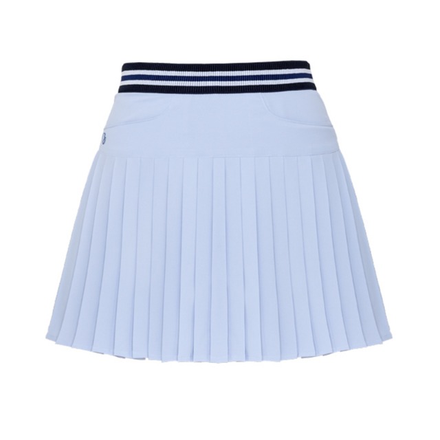 Line Band Pleats Skirt (Blue)