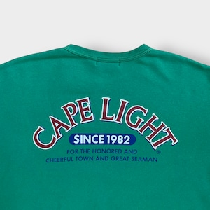 CAPE LIGHT 90s 日本製 スウェットシャツ トレーナー バックプリント L グリーン クルーネック 昭和レトロ ジャパニーズヴィンテージ  SWEATSHIRTS 古着