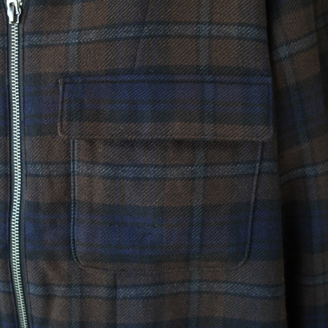 Manual Alphabet マニュアルアルファベット C/W check pullover shirt コットンウールチェックプルオーバーシャツ・ブラウン【メンズ】