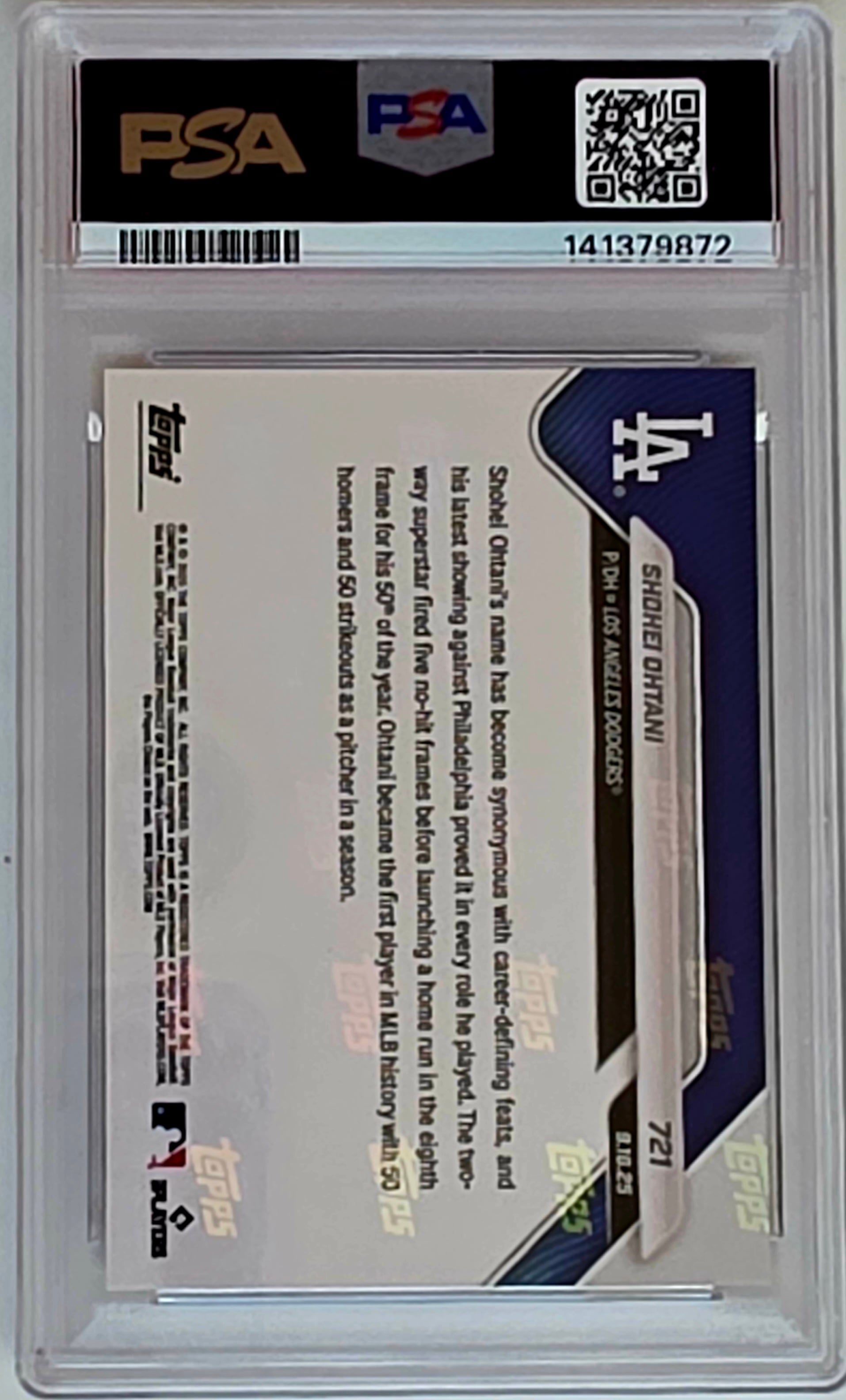 PSA 10 GEM MT】大谷翔平 | 2025 Topps Now #721 50/50 9.16.25 非直筆