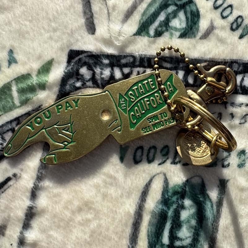 Brass(真鍮製)ユーペイ スピナー & 栓抜き キーチェーン キーホルダー
