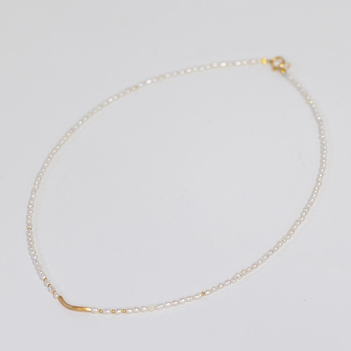 K18金細工（カーブ）・淡水パール・K18金細工/片桐　光治
