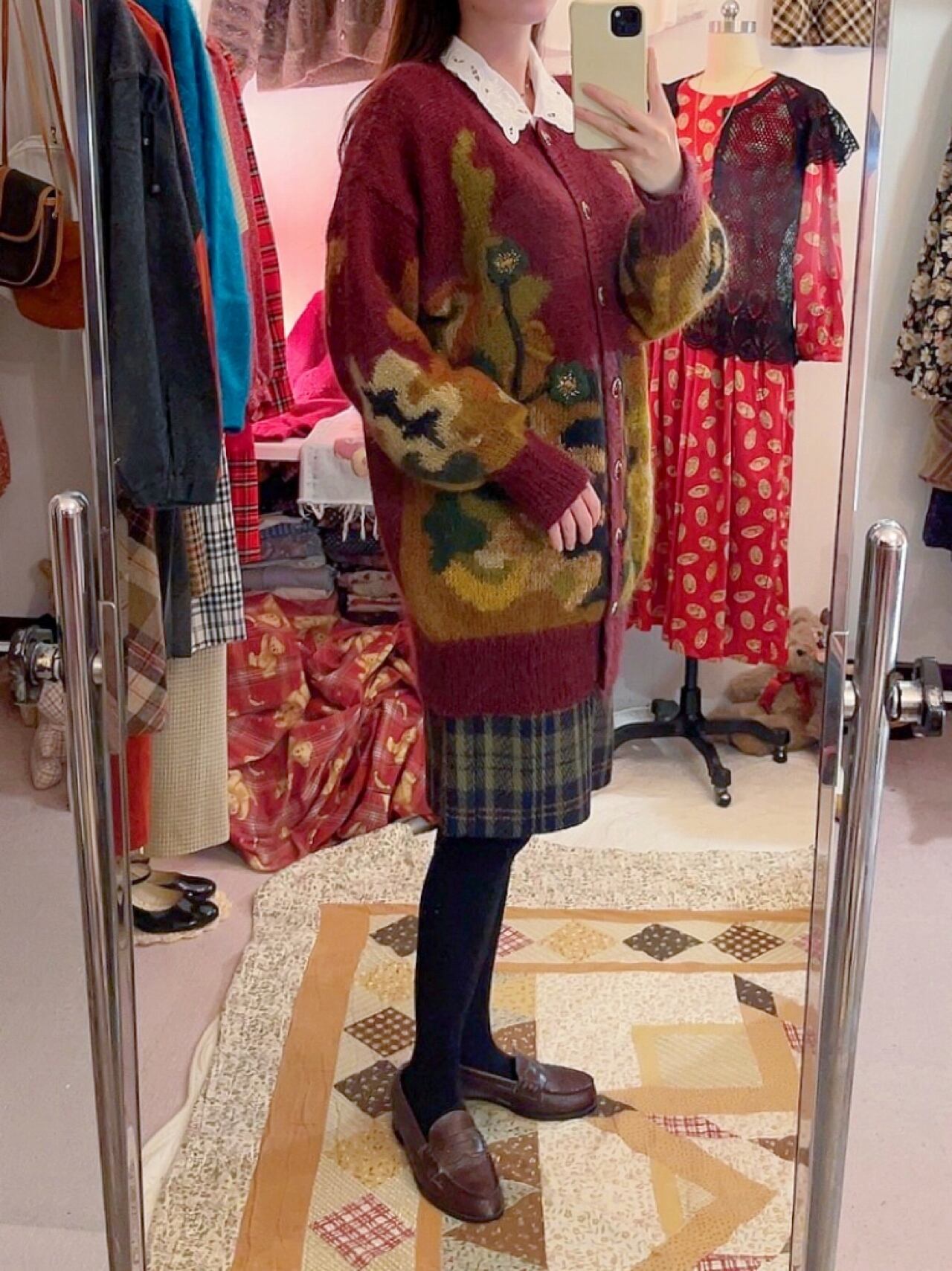 botanical lame knit cardigan