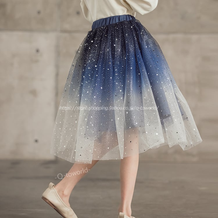 110㎝-170㎝】チュールスカート キラキラ スカート 星 かわいい 韓国  