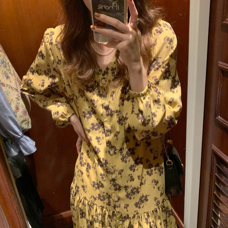 スタイルフローラルロング レース 花柄 スカート レースアップ ビッグFスモールZ韓国18027241165