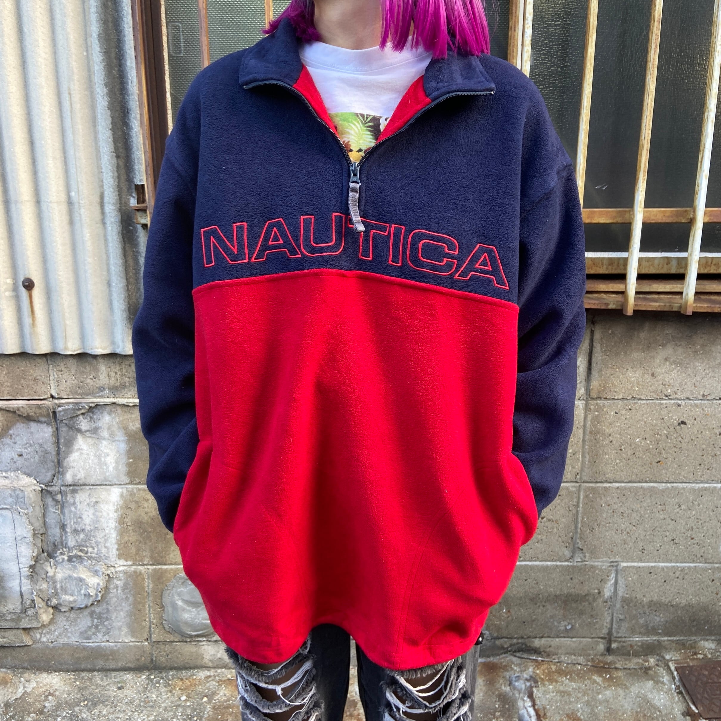 USA製 90年代 NAUTICA ノーティカ ハーフジップ フリースジャケット メンズL相当 古着 ロゴ刺繍 ネイビー×レッド 紺 赤 90s  ヴィンテージ ビンテージ【フリースジャケット】【HA10】【CS2301-30】【AN20】 | cave 古着屋【公式】古着通販サイト