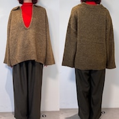 スキッパーオーバーKnit/mixブラウン