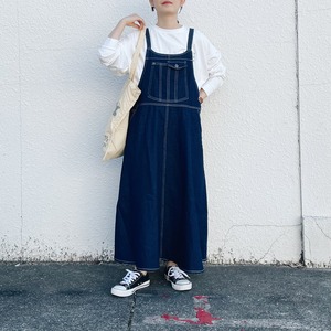 Denim salopette skirt