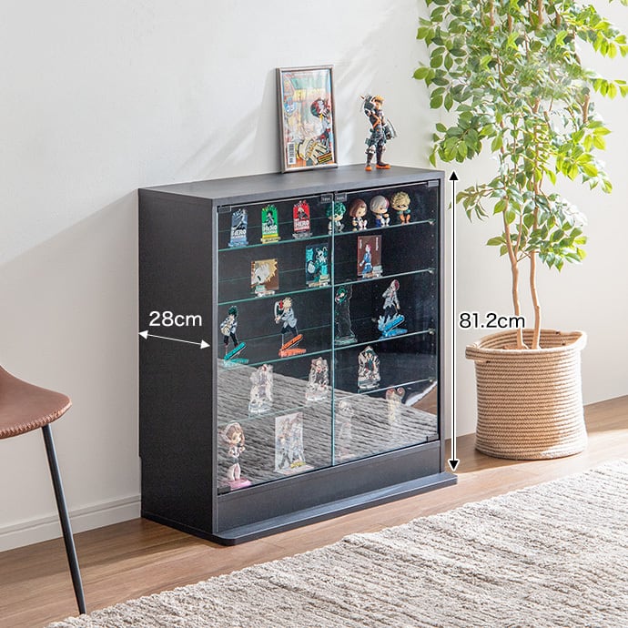 【新品 送料無料】　幅80cm×奥行28cm コレクションケース　全2色　ガラス 全2色】ガラス扉のガラス棚コレクションケース (幅80cm×奥行28cm