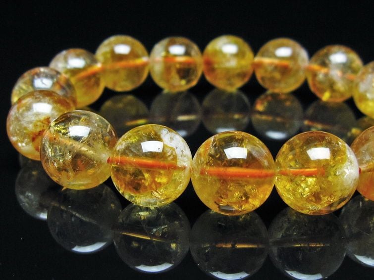 シトリン ブレスレット 虹入り 13mm シトリンクォーツ ブレス メール便