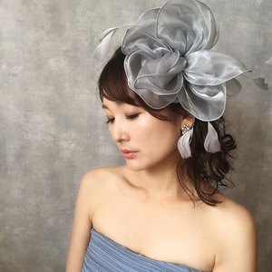 gray flower ヘッドアクセサリー/トーク帽