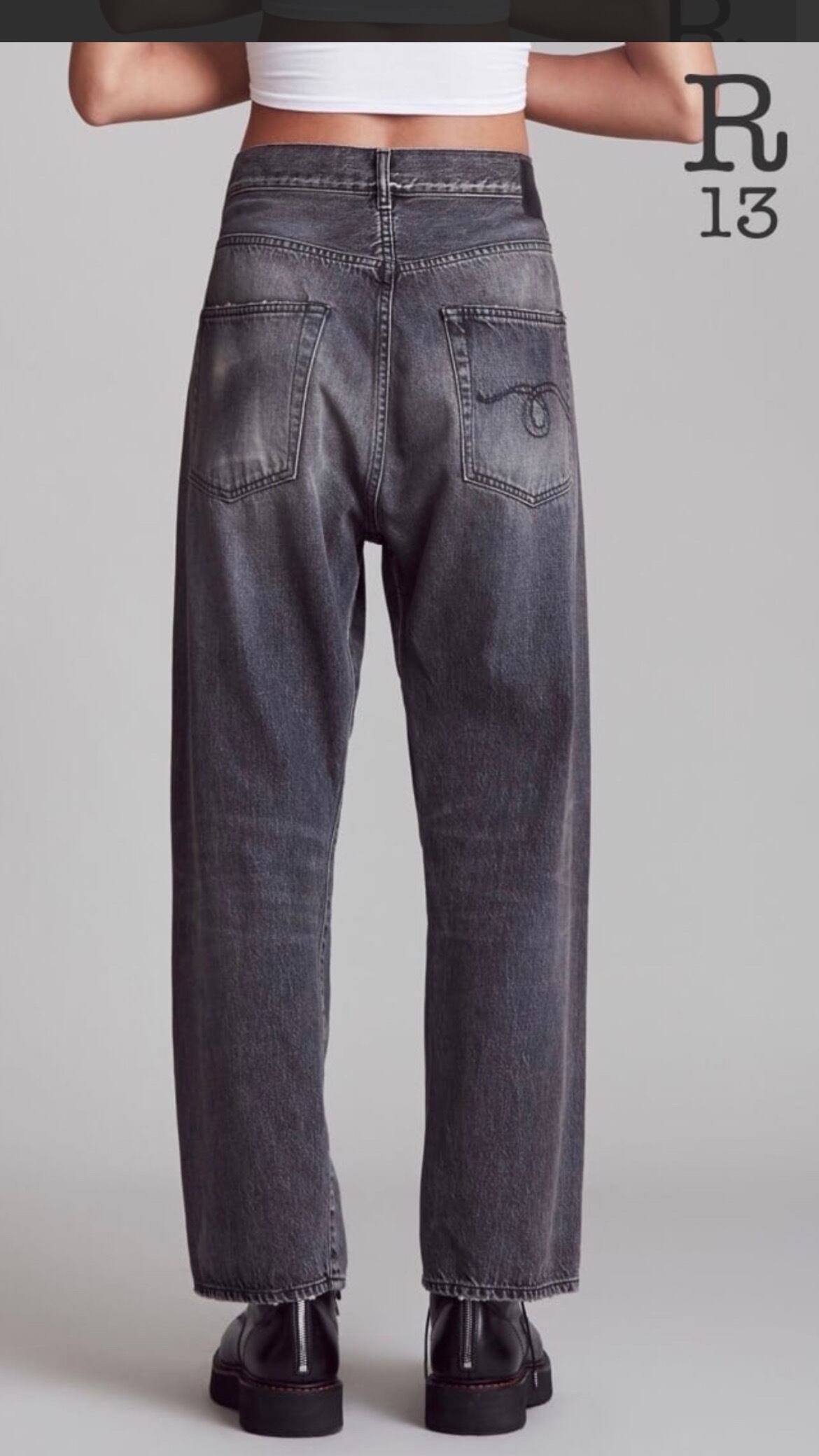 R13 -Crossover Jeans- :Leyton Black | biancabrillante