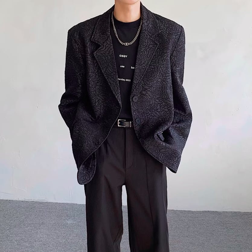 シングルブレスト シャドウローズデザインジャケット LB1064