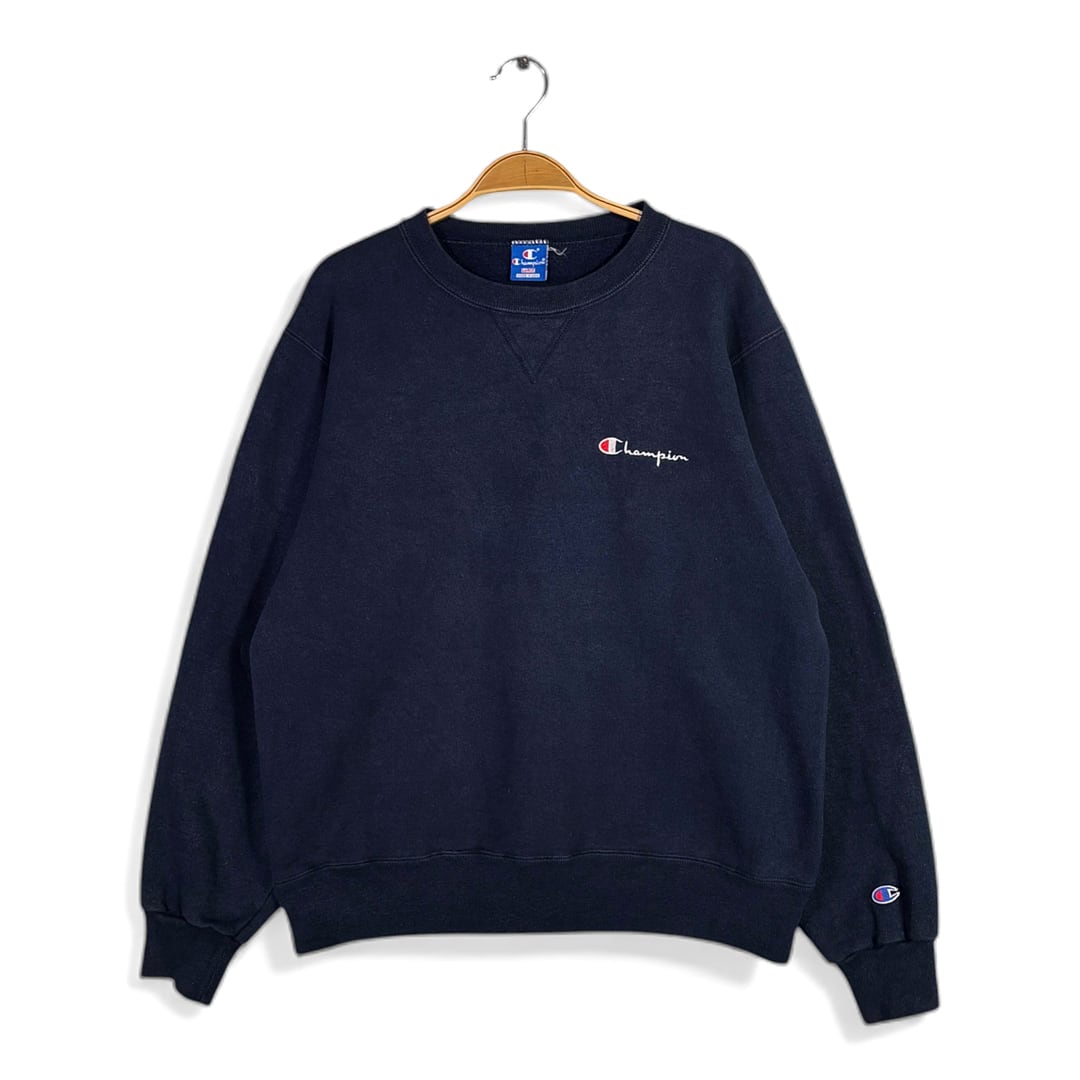 80s チャンピオン USA製 ヴィンテージ スウェット ワンポイントロゴ刺繍 ネイビー CHAMPION サイズL 古着 CF1015