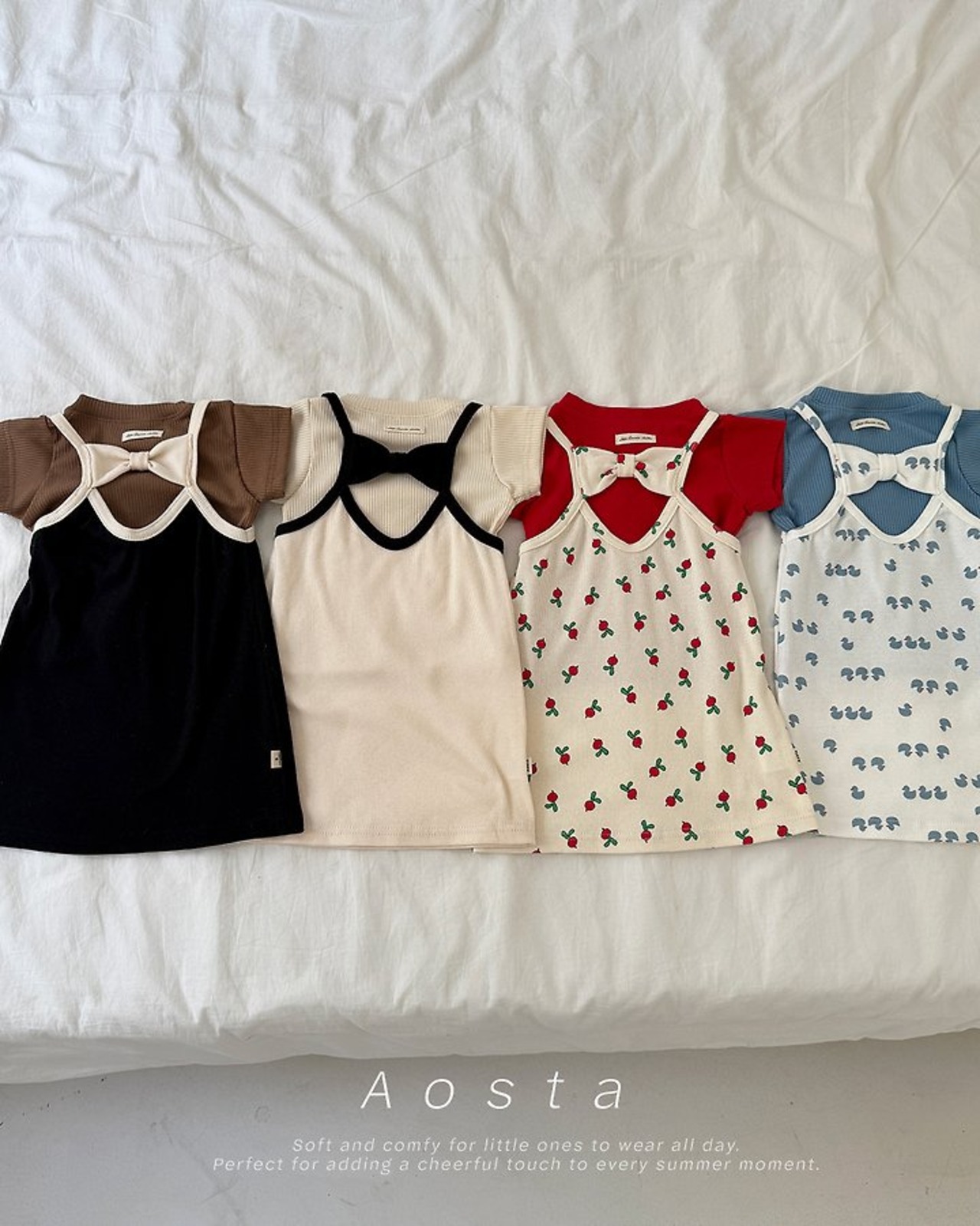 [Aosta] Ribbed Ribbon Dress / [아오스타] 골지리본원피스