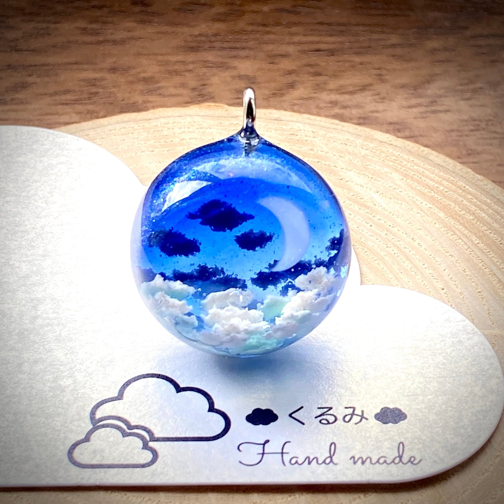 半球の雲レジン 夜空 三日月と天の川 H