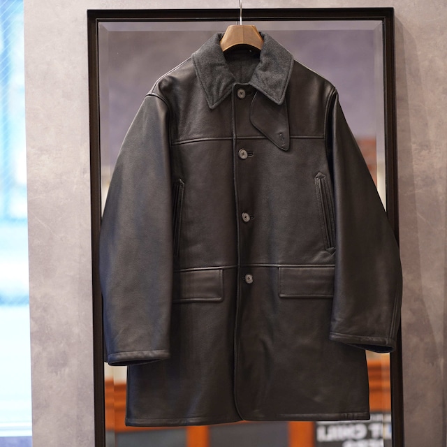 MAATEE&SONS (マーティーアンドサンズ) 2023AW "LAMB LEATHER CAR COAT" -BLACK-