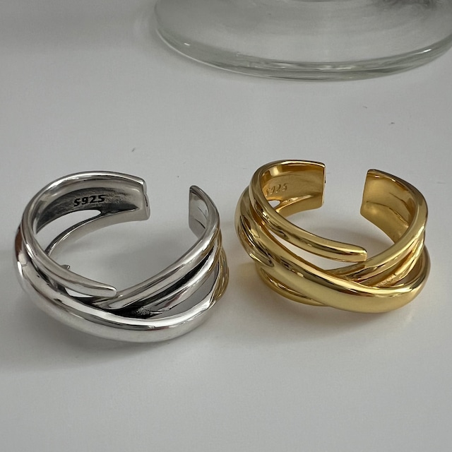 S925 Crossing ring 【silver/gold】(R97)