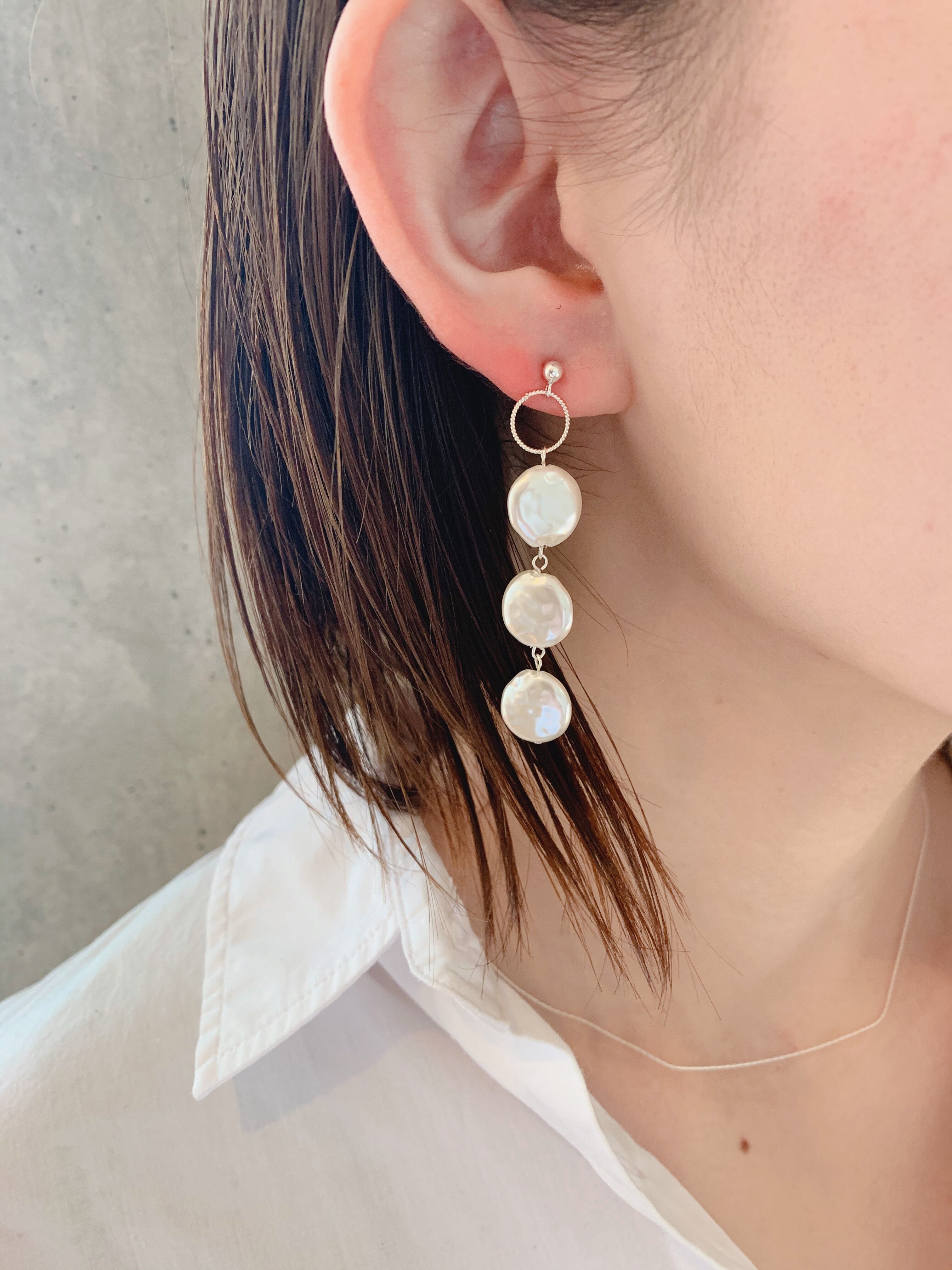 pearl bubble pierce / silver925