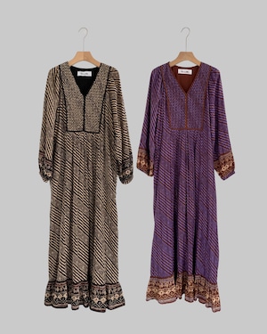 Sara Mallika　　Cotton Stripe Ethnic Print Tassel Dress