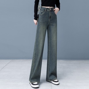 選べる裏起毛ハイウエストワイドストレートデニム A10028