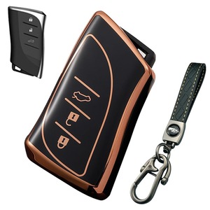 【特価処分】[LETINGFAR] キーケース レクサス 用 スマートキーケース キーカバー TPU レクサス Lexus ES ES300h ES350 UX UX200 NX LC500 LC500h LS500 LS500H GS IS RX LX RC 2018 2019 等に適用 (ブラック(キーホルダー付き))