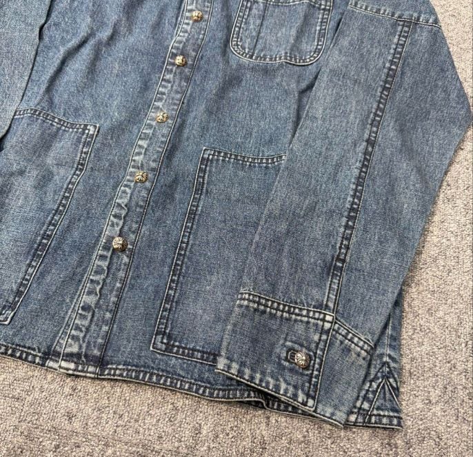 CHROME HEARTS クロムハーツ クロスボール ボタン デニム 長袖シャツ