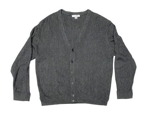 90sHeather Grey Acrylic Knit Cardigan/XL