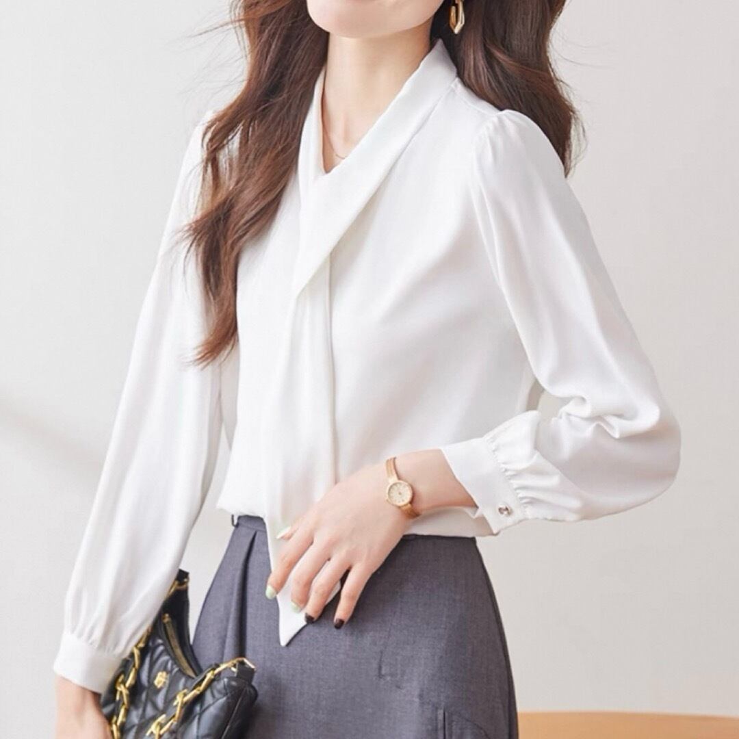 Bow tie design three quarter sleeve blouse 00101