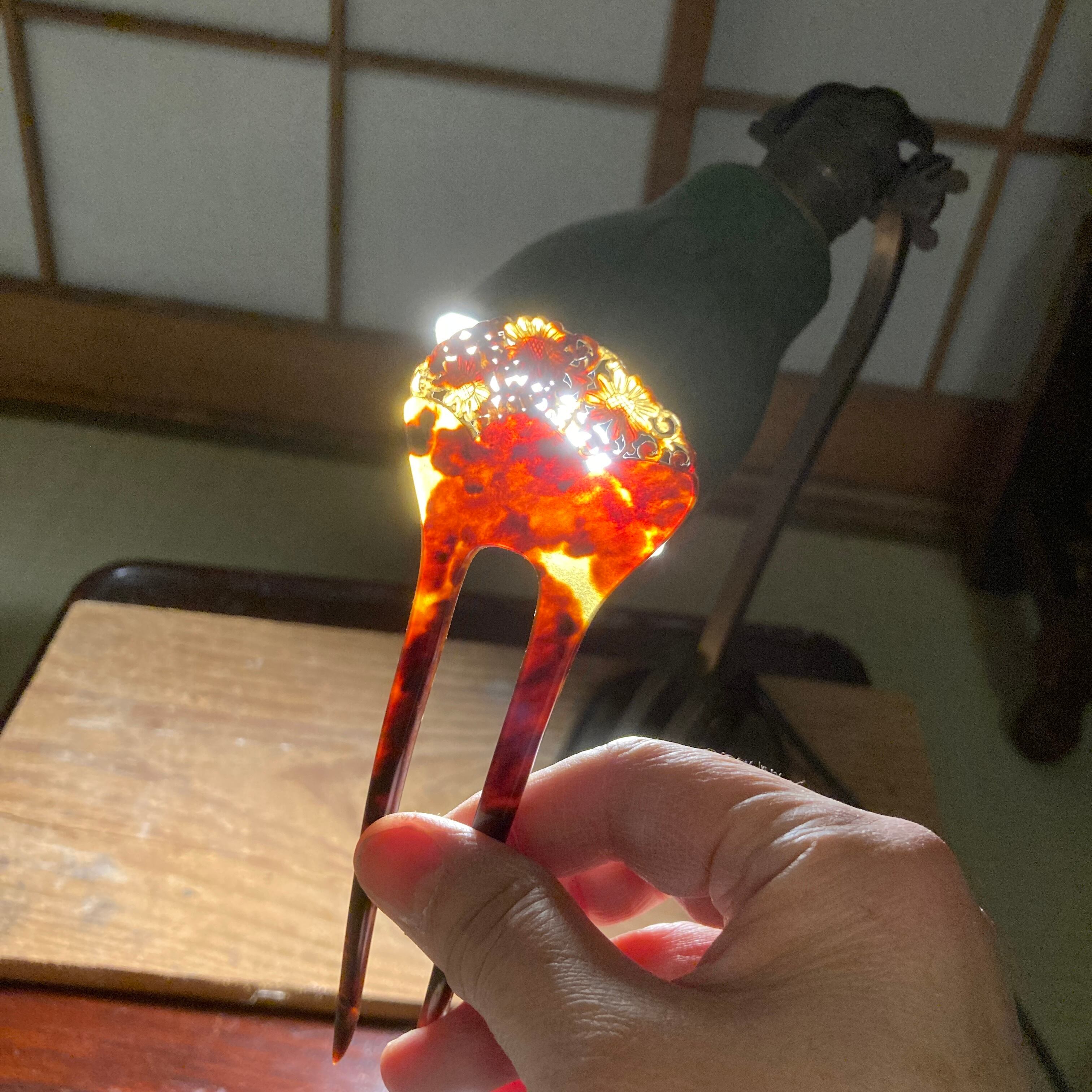 送料無料]鼈甲 透かし彫りかんざし 大正〜昭和初期ごろ | 仙台浪漫