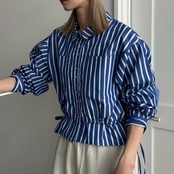 【受注予約1週間】Sidetie Back Logo Stripe SH/blue