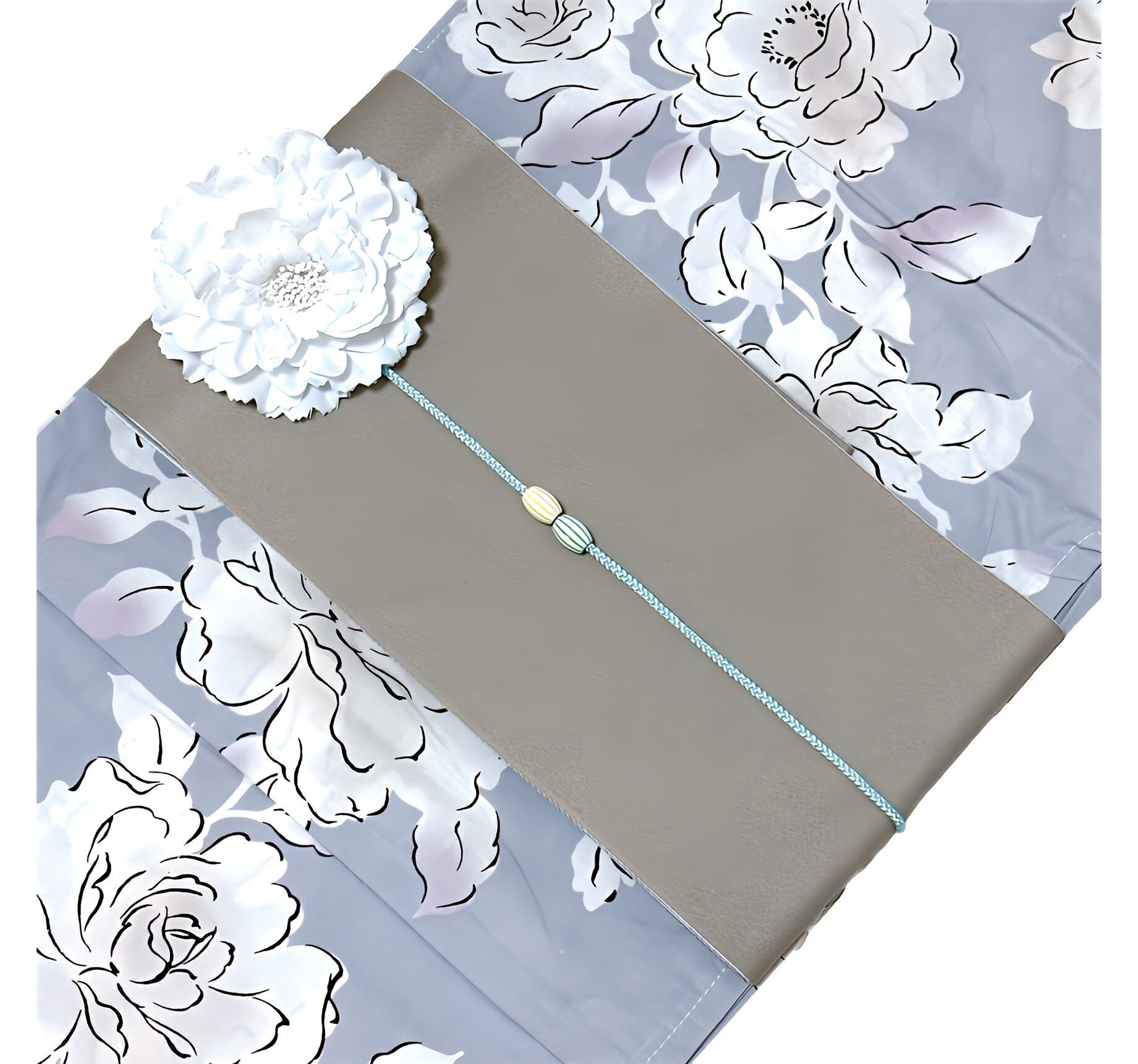 浴衣ジェンヌ 浴衣5点セット パープルグレー 綿 ゆかた 半幅帯 浴衣  