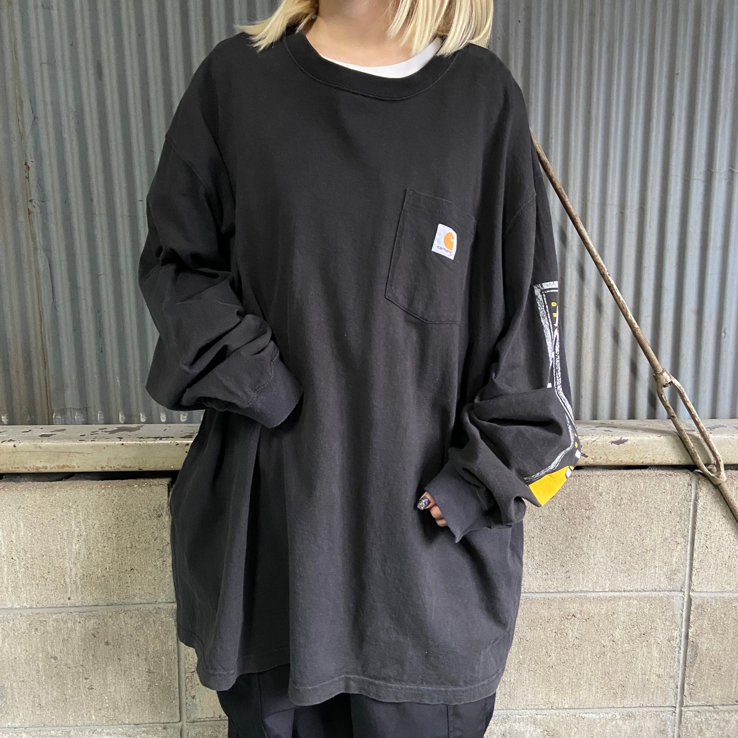 Carhartt ロゴ刺繍スウェット 長袖 ポケット グレー ビッグサイズ