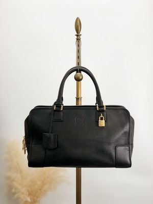 LOEWE ロエベ アマソナ 36 ハンドバッグ ブラック アナグラム レザー 