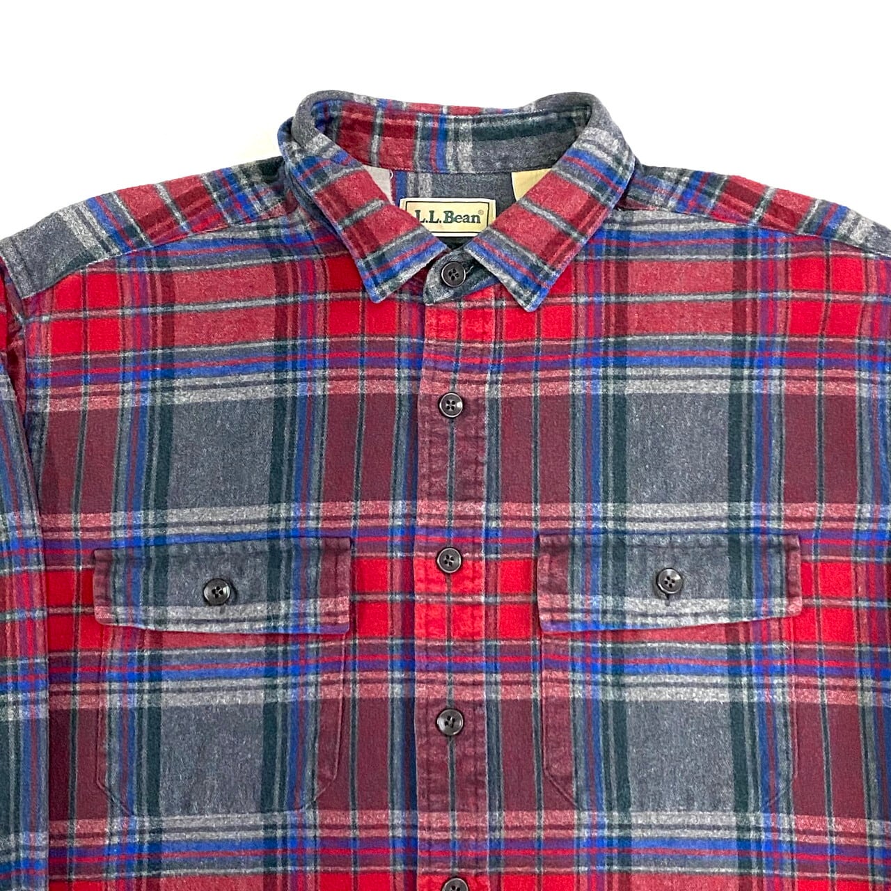 【最高カラー、80年代usa製】L.L.Beanチェックシャツ古着アメカジ長袖 80s-90s USA製 エルエルビーン ダブルフェイス 長袖シャツ L レッド