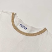 90s Yves Saint Laurent イヴサンローラン ラメデザイン 半袖Tシャツ カットソー M /レディース/ホワイト/ビンテージ/福助代理