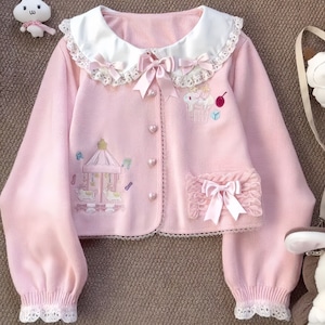 ゆめかわ♡全2カラー メルヘンちっくなショートカーディガン jya17 ゆめかわ♡全2カラー メルヘンちっくなショートカーディガン jya17