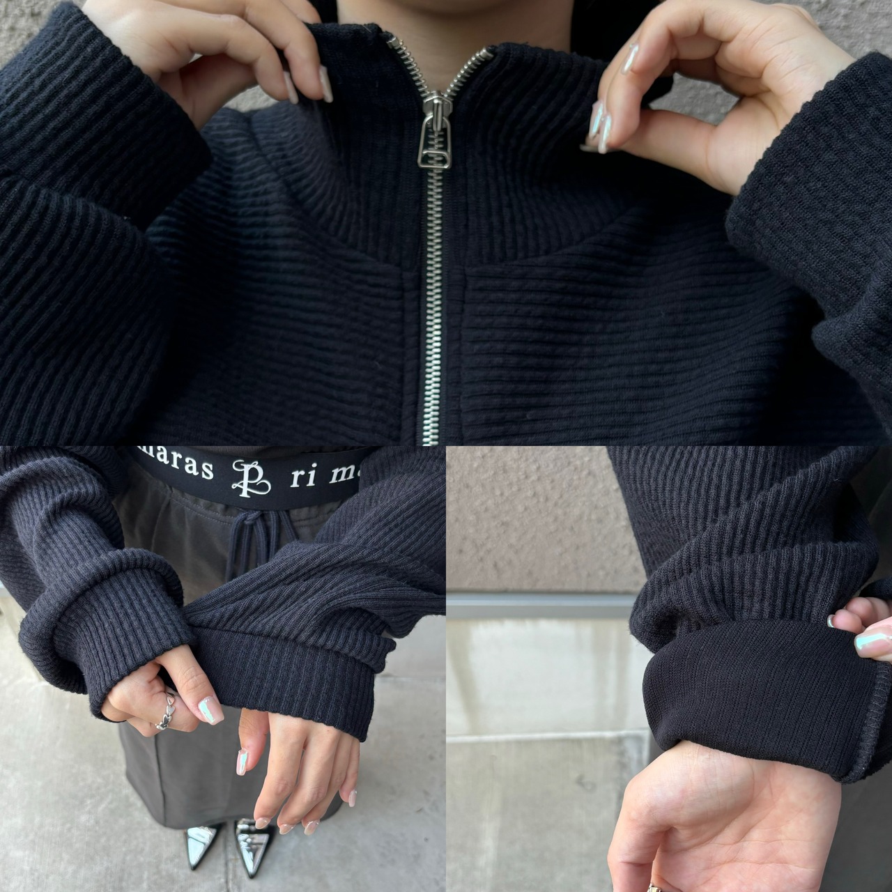 zipup fleece layer tops／black
