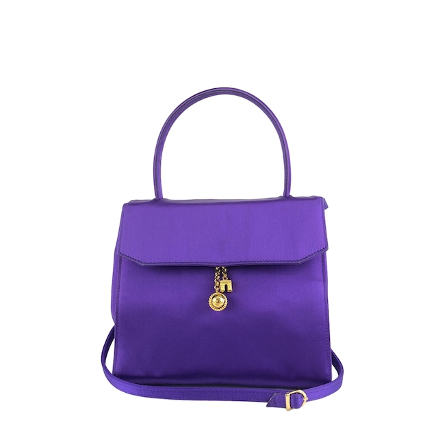 CELINE セリーヌ ショルダーバッグ パープル スターボール 凱旋門 サテン 2way ハンドバッグ vintage ヴィンテージ オールド zzr42u