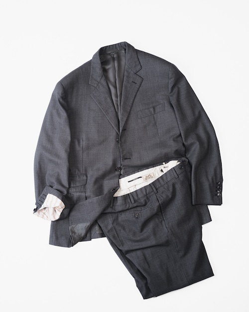 [Early-Mid 90’s] “HERMÈS” Wool Hopsack 3B Tailored Set-Up (Designed by Veronique Nichanian / Made in Italy)