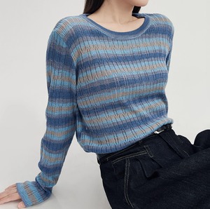 ニットトップス レディース トップス ニット セーター 長袖 ラウンドネック 襟なし かわいい 大人可愛い シンプル カジュアル おしゃれ レトロ ラフ 個性的 モード系 存在感 ベーシック アクティブ ナチュラル ボーダー 春 秋 デート お出かけ イベント 旅行 公園 女子会 休日 ガーデン ショッピング コンサート ライブ お花見 カフェ 韓国 オルチャン コーデ 楽ちん プレゼント プチプラ 普段使い 着回し インスタ映え S M L 小さいサイズ 大きいサイズ ブルー ネイビー 秋カラー