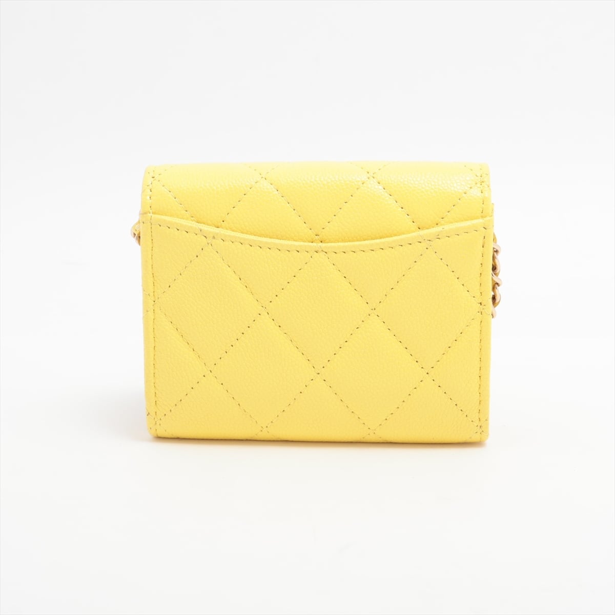 Rare◇CHANEL Matelasse Caviar Skin Coin Case Yellow Gold Hardware