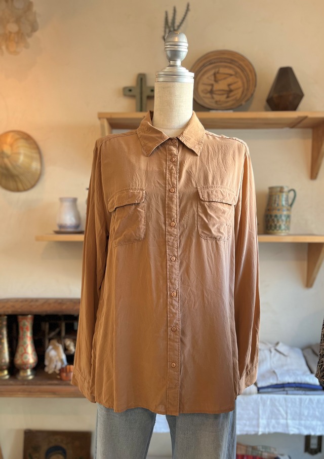 beige silk shirt