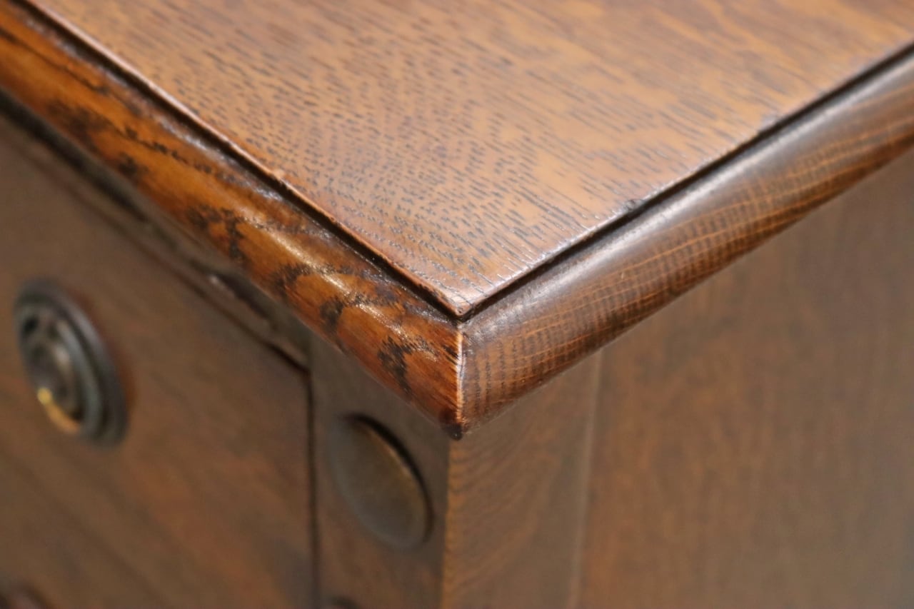 英国 イギリス ミラーバック チェスト オーク材 収納 引き出し サイド