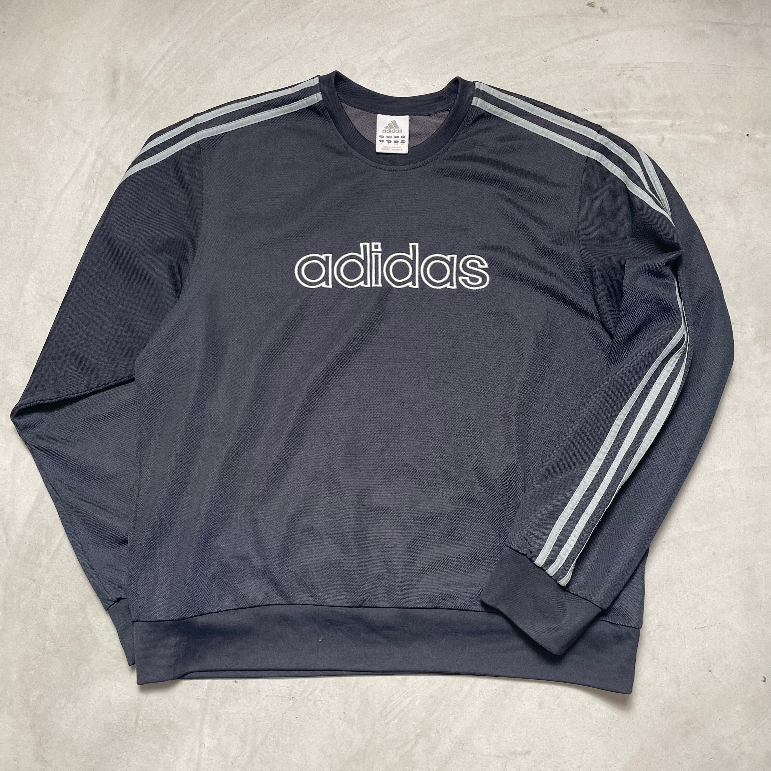 adidas アディダス サイドライン ワンポイントロゴ刺繍 スウェット レメンズL 古着 グレー 【スウェット】