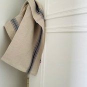 フランス製 高級 キッチンクロス【ESTHEBAN ANTHERACITE (エステバン・墨カラー)】フCOUCKE クーケ トルション  ティータオル  トリコロール ナチュラル  COUCKE 麻 キッチンタオル ふきん リネン フランス製 選べる 柄 高品質 速乾 大きい 一生使える