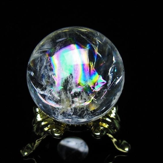 金針水晶（ゴールドルチルクォーツ）丸玉 約53.9mm 置き物・インテリア