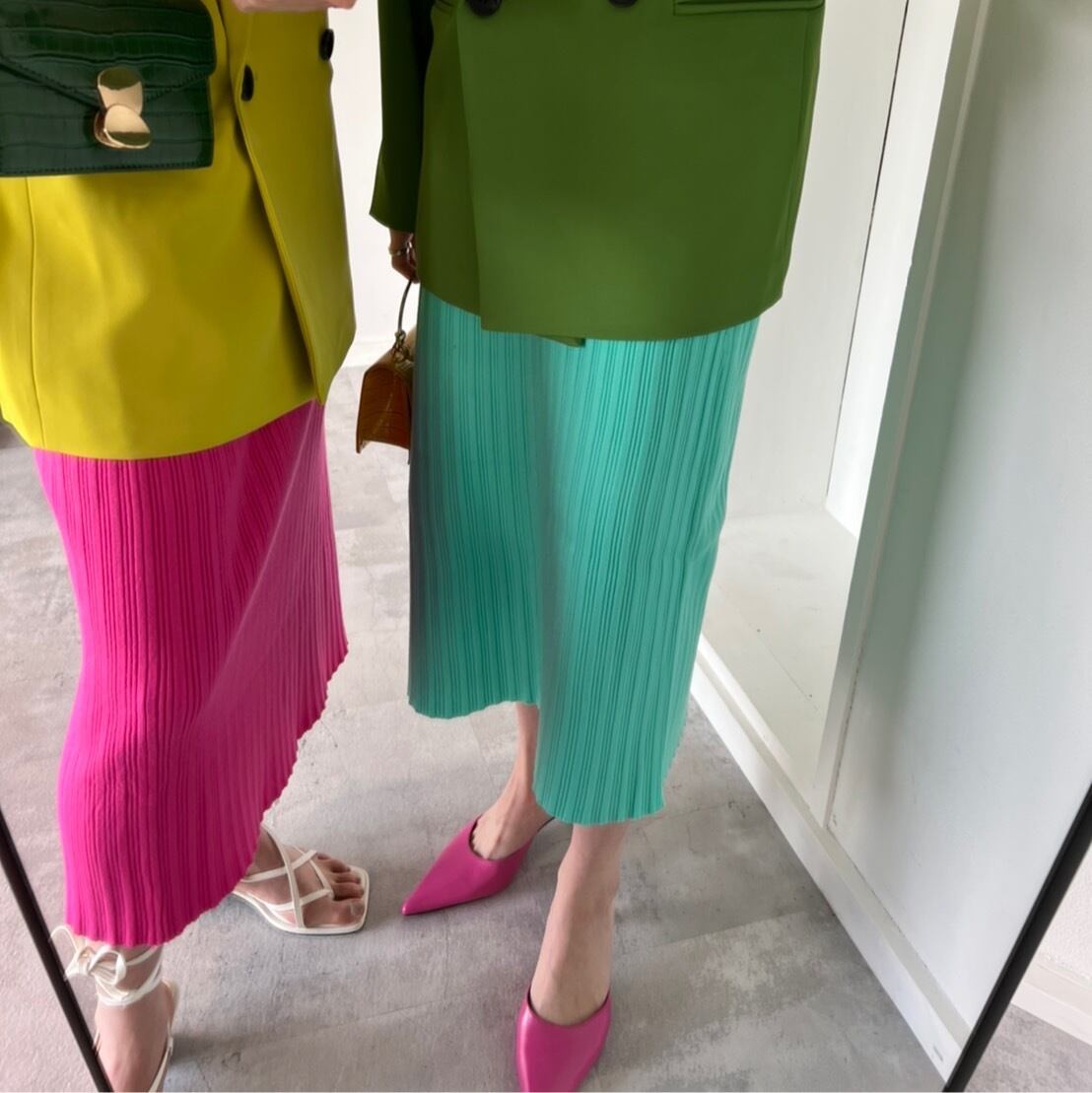 color ribbed knit skirt_LN01009