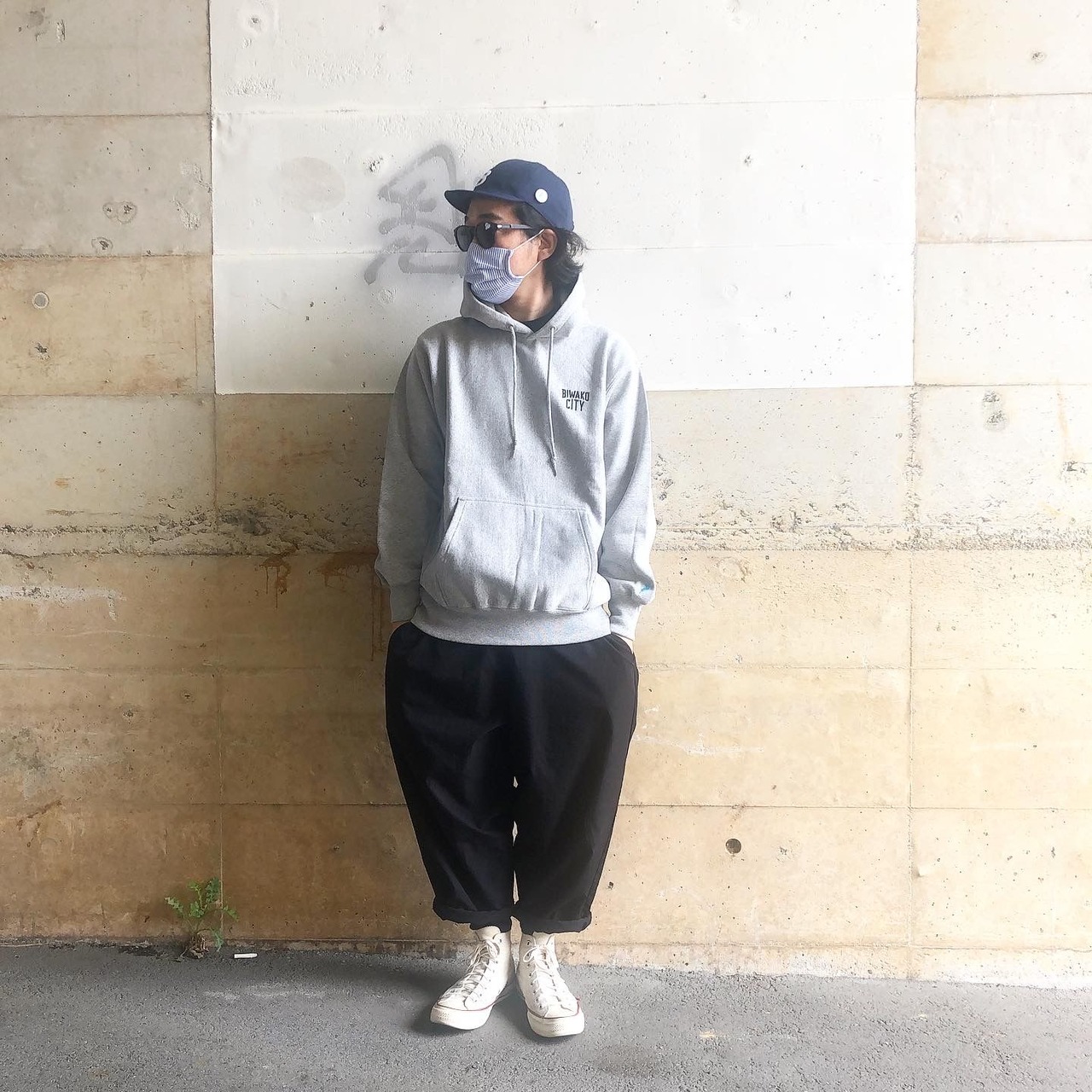 BIWAKO CITY / SWEAT HOOD PARKA (embroidery ver) / ビワコシティ / 刺繍 / スウェット/ フードパーカー / グレー